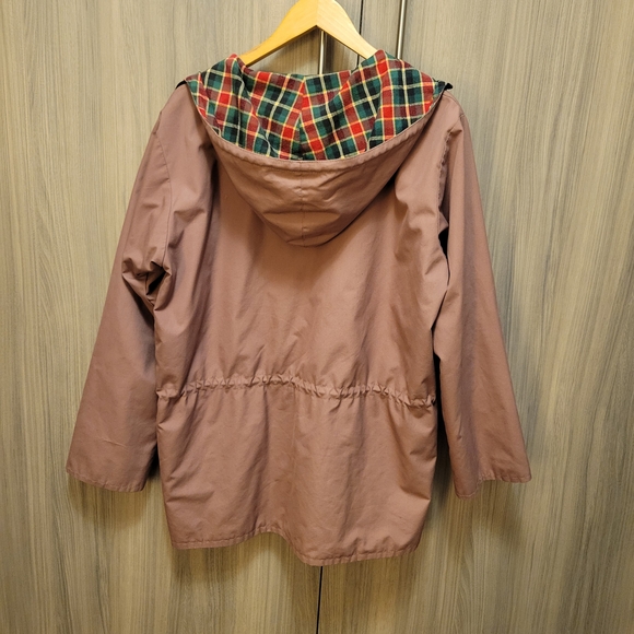 Blush Pink Mauve Hooded Chore Jacket with Plaid Flannel Lining - Picture 6 of 8